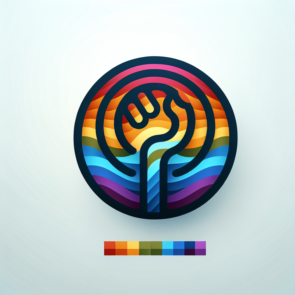 A logo for a site focused on progressive political analysis and LGBTQ fiction, capturing the essence of activism and inclusivity with a modern and bold design that reflects the diversity and forward-thinking mindset of the content.